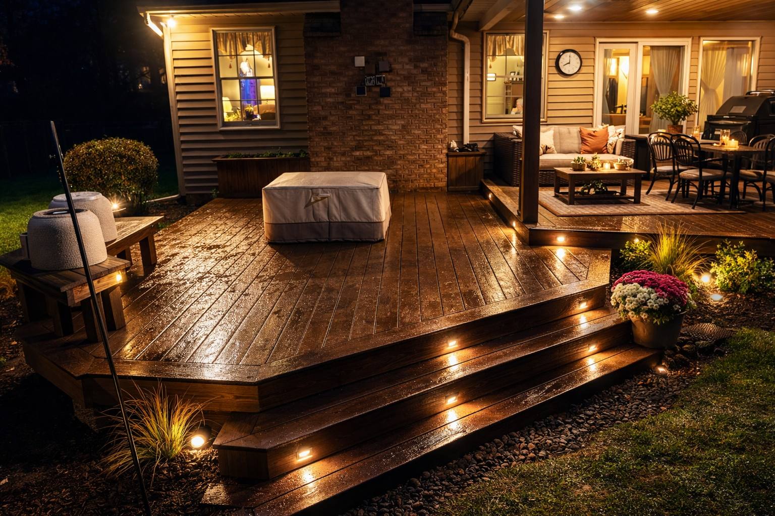 Composite deck with white railings in Scranton PA